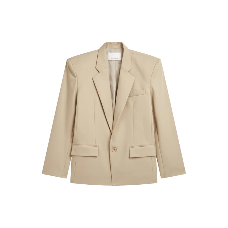 The Frankie Shop Jun Blazer - Beige - Oversized Minimalist Jackets in Beige - Shop at Luxury Shoes 