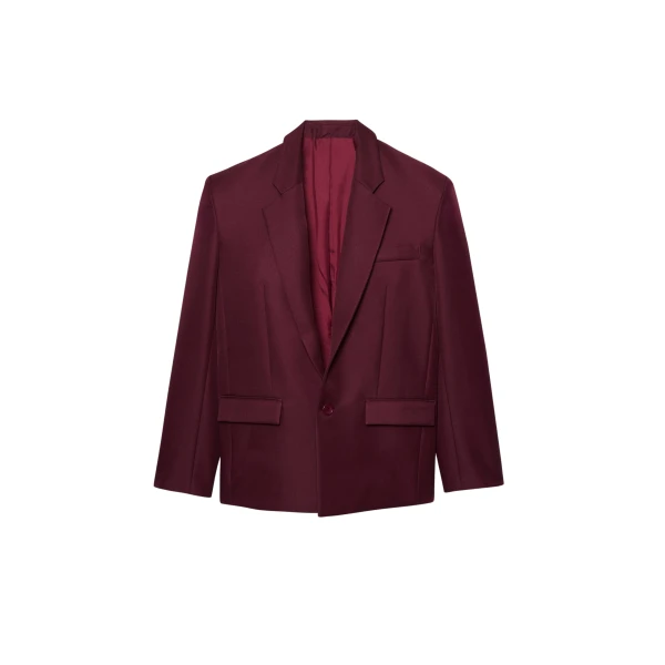 The Frankie Shop Jun Blazer - Burgundy - Oversized Minimalist Jackets in Red - Shop at Luxury Shoes 