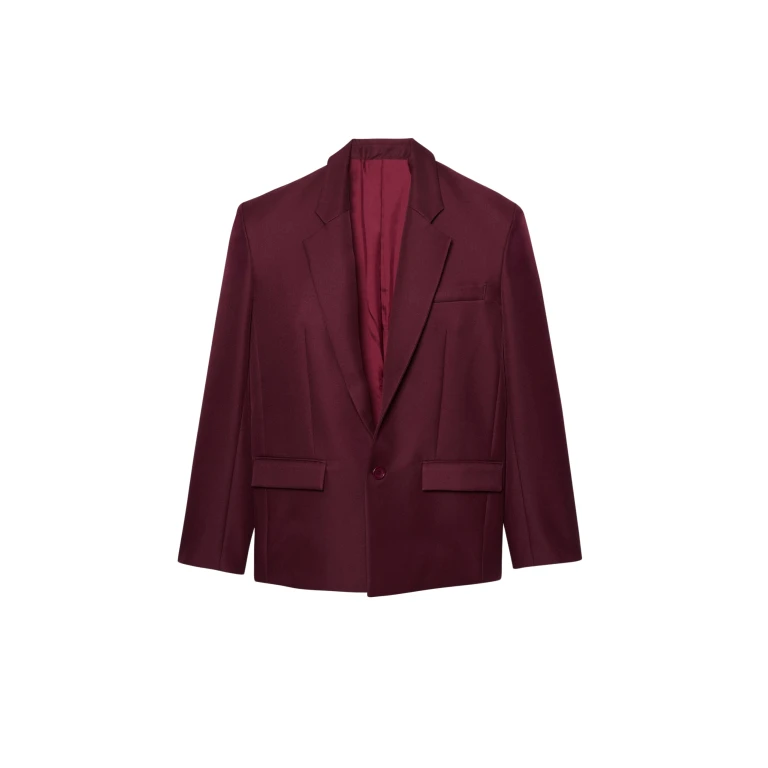 The Frankie Shop Jun Blazer - Burgundy - Oversized Minimalist Jackets in Red - Shop at Luxury Shoes 