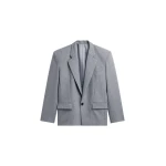 The Frankie Shop Jun Textured Blazer - Grey Melange - Oversized Minimalist Jackets in Grey - Shop at Luxury Shoes 