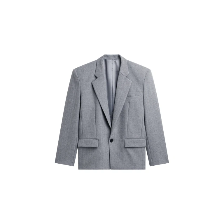 The Frankie Shop Jun Textured Blazer - Grey Melange - Oversized Minimalist Jackets in Grey - Shop at Luxury Shoes 