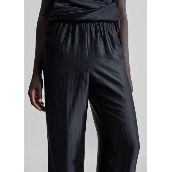 The Frankie Shop Kadala Silk Blend Trousers - Black - Oversized Minimalist Pants in Black - Shop at Luxury Shoes 