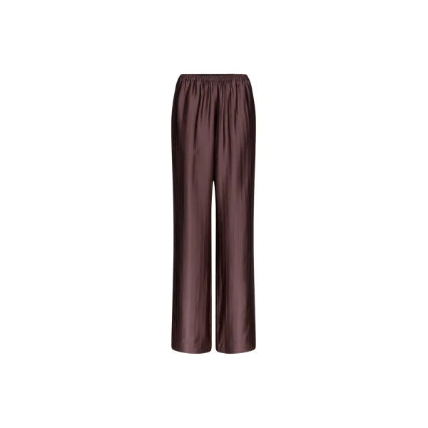 The Frankie Shop Kadala Silk Blend Trousers - Dark Brown - Oversized Minimalist Pants in Beige - Shop at Luxury Shoes 