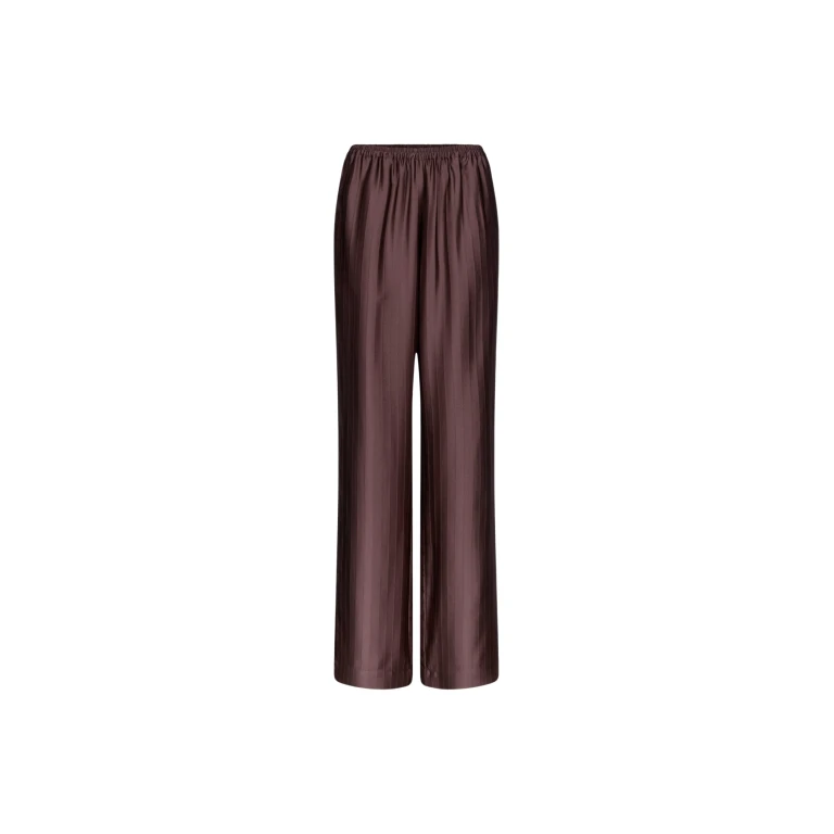 The Frankie Shop Kadala Silk Blend Trousers - Dark Brown - Oversized Minimalist Pants in Beige - Shop at Luxury Shoes 
