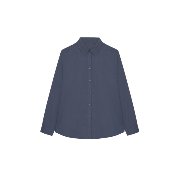The Frankie Shop Kae Back Slit Button Up Shirt - Charcoal - Oversized Minimalist Tops in Grey - Shop at Luxury Shoes 