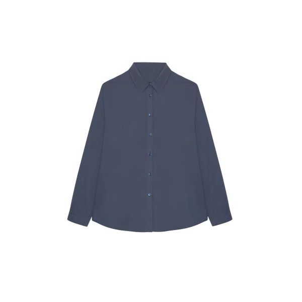 The Frankie Shop Kae Back Slit Button Up Shirt - Charcoal - Oversized Minimalist Tops in Grey - Shop at Luxury Shoes 