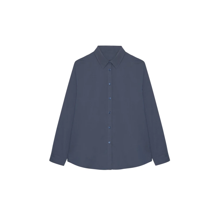 The Frankie Shop Kae Back Slit Button Up Shirt - Charcoal - Oversized Minimalist Tops in Grey - Shop at Luxury Shoes 
