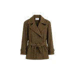 The Frankie Shop Kalmar Wool Peacoat - Pale Olive - Oversized Minimalist Coats in Green - Shop at Luxury Shoes 