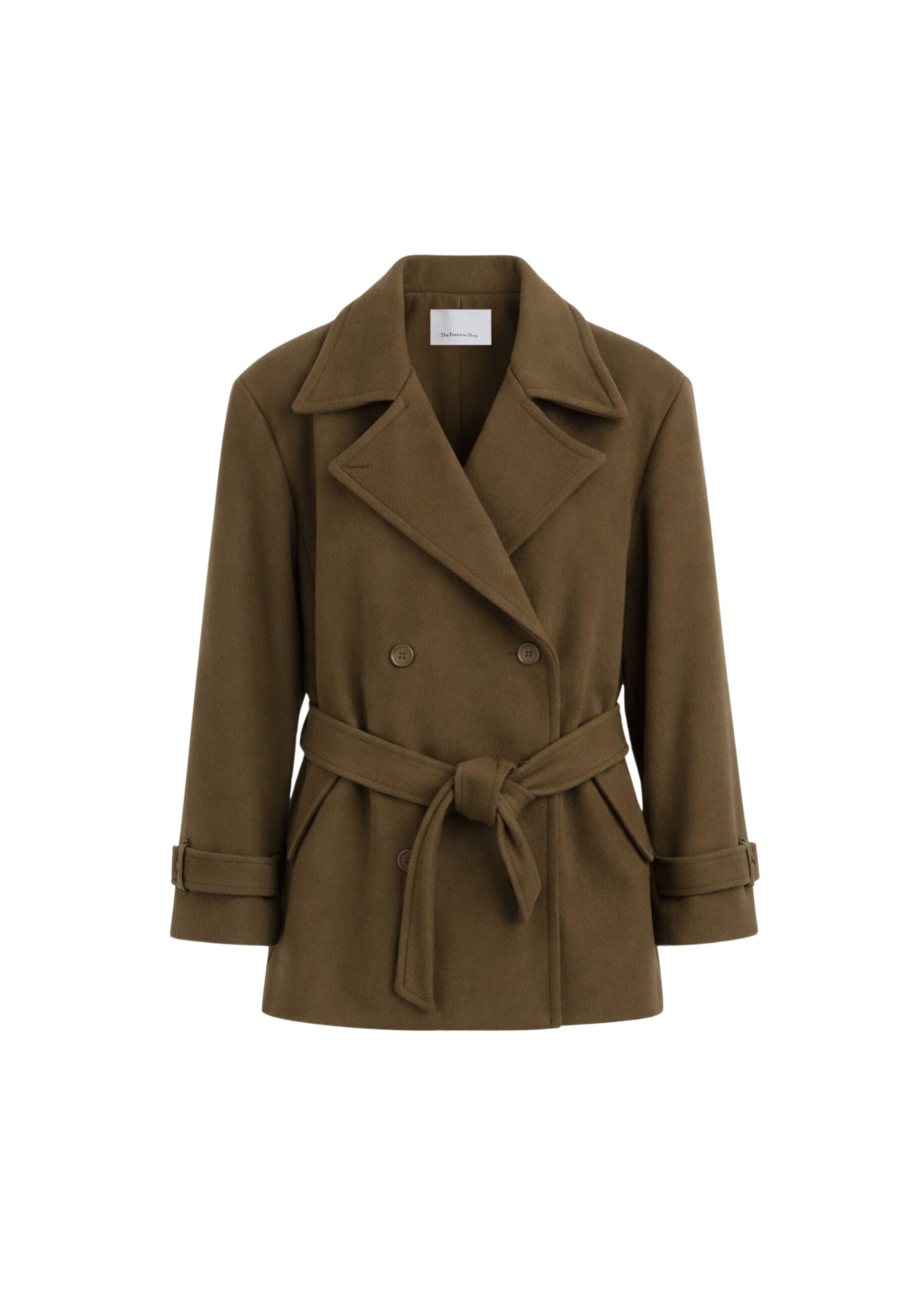 The Frankie Shop Kalmar Wool Peacoat – Pale Olive Coat