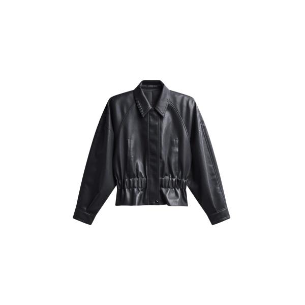 The Frankie Shop Kalsta Faux Leather Peplum Jacket - Black - Oversized Minimalist Jackets in Black - Shop at Luxury Shoes 