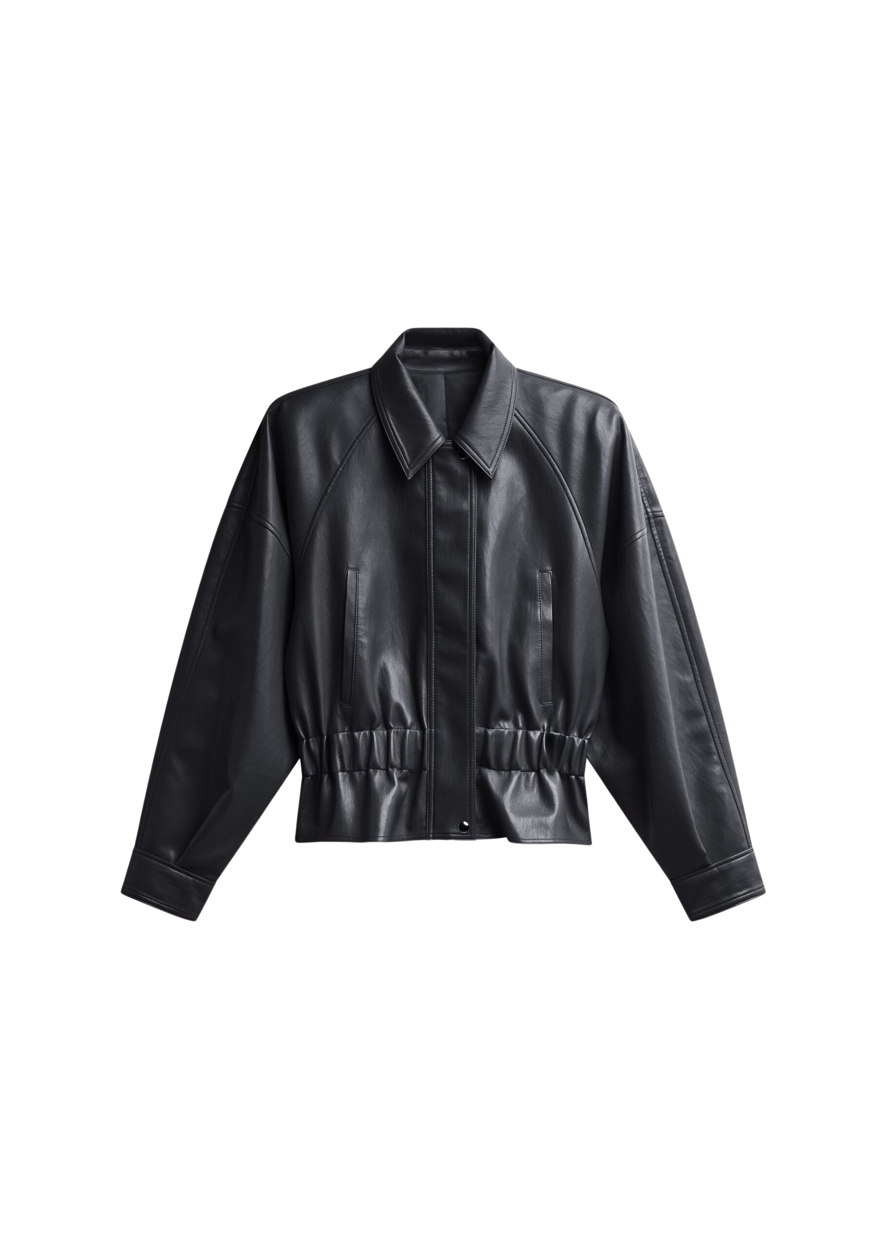 The Frankie Shop Kalsta Faux Leather Peplum Jacket – Black