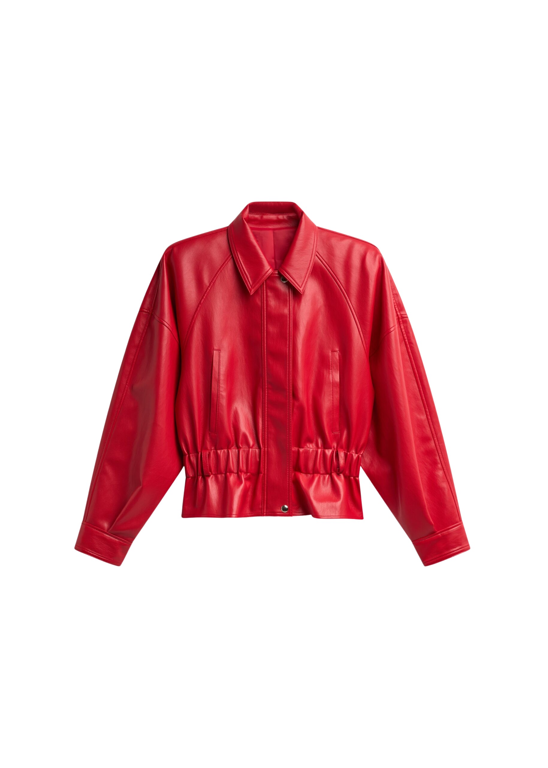 The Frankie Shop Kalsta Faux Leather Peplum Jacket – Red