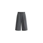 The Frankie Shop Kalvo Belted Bermuda Shorts - Dark Grey - Oversized Minimalist Shorts in Grey - Shop at Luxury Shoes 