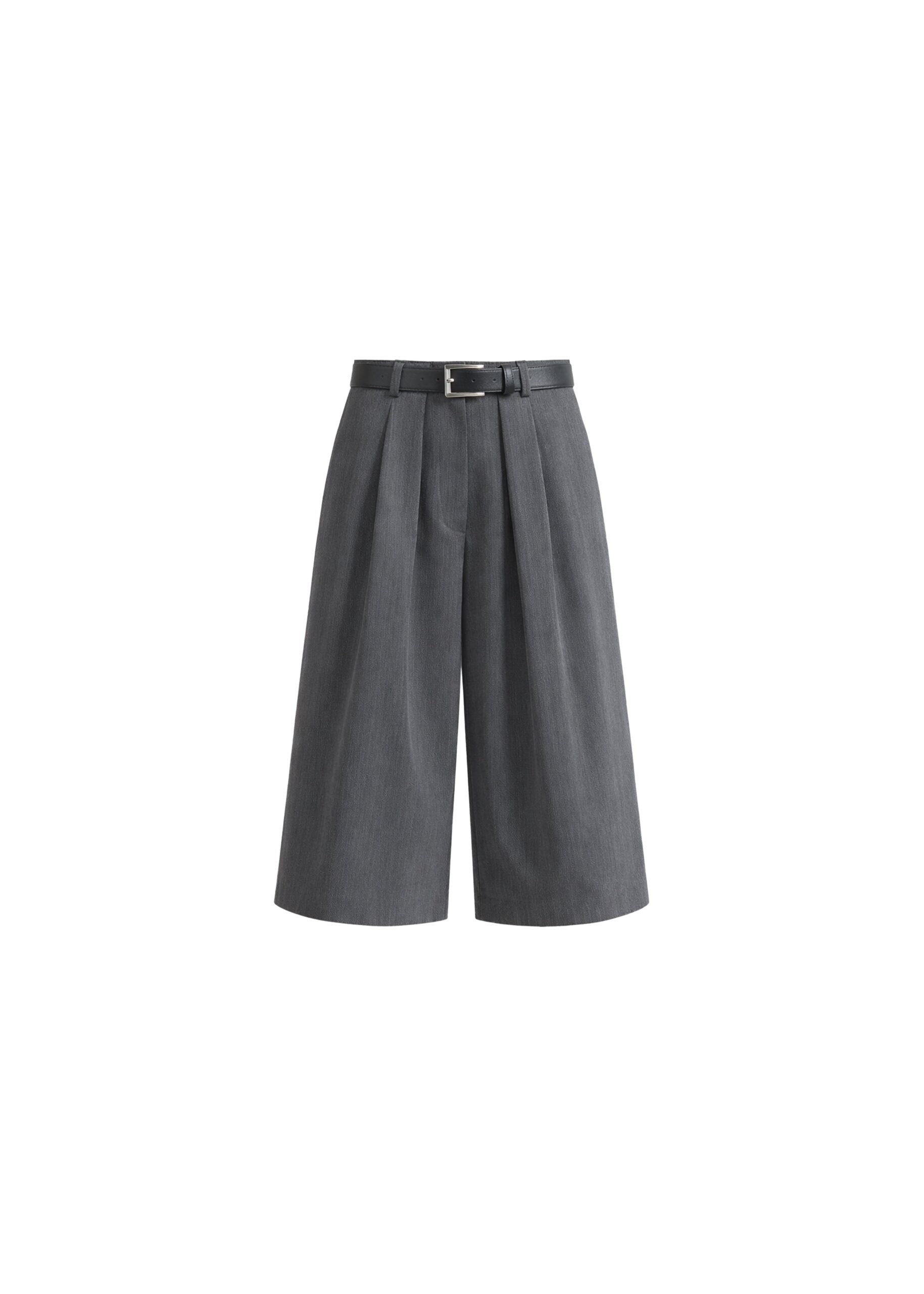 The Frankie Shop Kalvo Belted Bermuda Shorts – Dark Grey