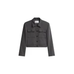 The Frankie Shop Kalvo Boxy Jacket - Dark Grey - Oversized Minimalist Jackets in Grey - Shop at Luxury Shoes 