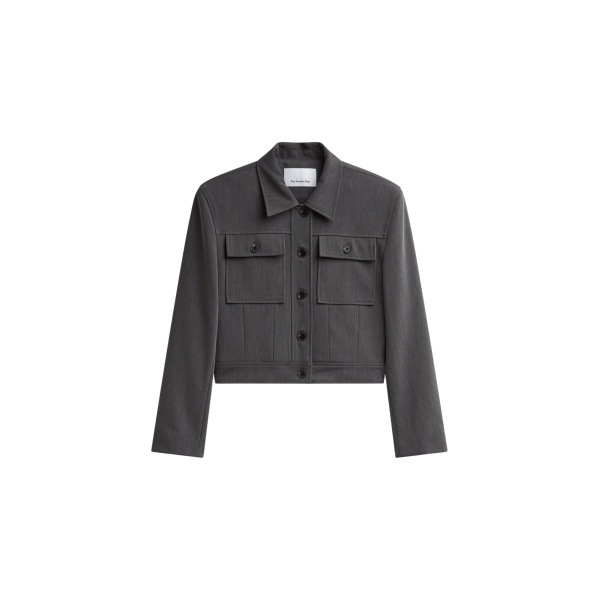 The Frankie Shop Kalvo Boxy Jacket - Dark Grey - Oversized Minimalist Jackets in Grey - Shop at Luxury Shoes 