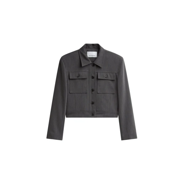 The Frankie Shop Kalvo Boxy Jacket - Dark Grey - Oversized Minimalist Jackets in Grey - Shop at Luxury Shoes 