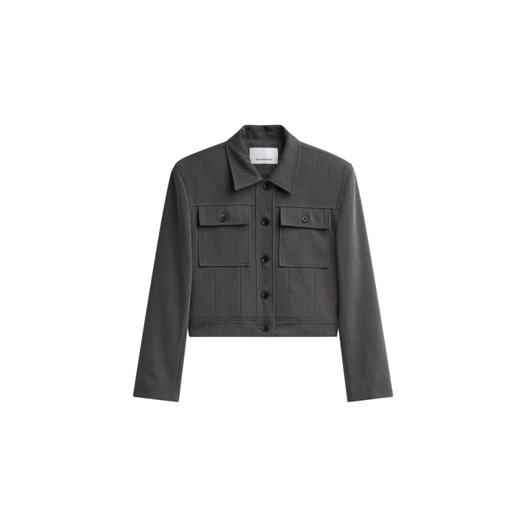 The Frankie Shop Kalvo Boxy Jacket - Dark Grey - Oversized Minimalist Jackets in Grey - Shop at Luxury Shoes 