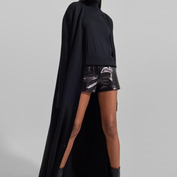The Frankie Shop Kate Crackled Faux Leather Mini Shorts – Black, view 5