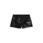 The Frankie Shop Kate Crackled Faux Leather Mini Shorts - Black - Oversized Minimalist Shorts in Black - Shop at Luxury Shoes 