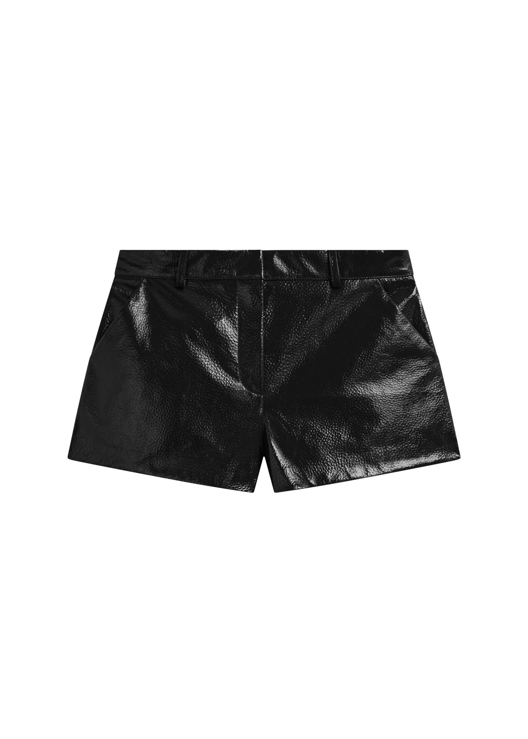 The Frankie Shop Kate Crackled Faux Leather Mini Shorts – Black