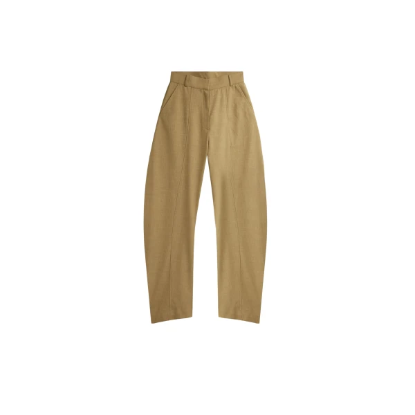 The Frankie Shop Keasden Barrel Leg Trousers - Camel - Oversized Minimalist Pants in Beige - Shop at Luxury Shoes 