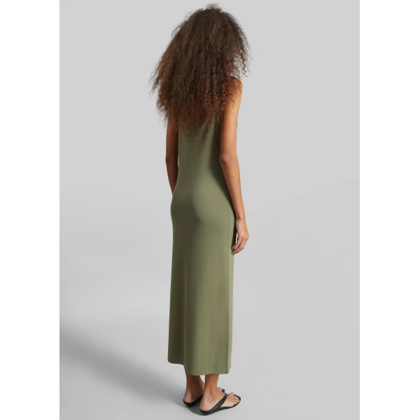 The Frankie Shop Keira Knit Midi Dress - Khaki Brown - Oversized Minimalist Dresses in Beige - Shop at Luxury Shoes 