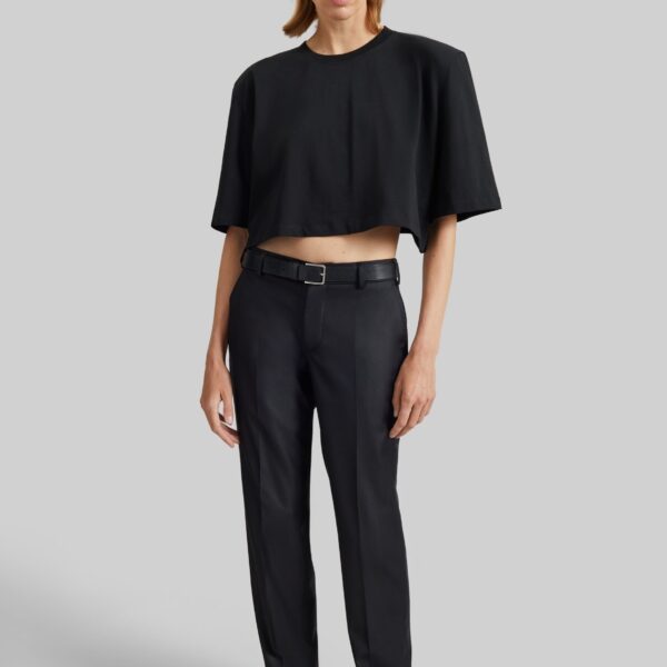 The Frankie Shop Kelan Padded Cropped Tee – Black Top, view 3