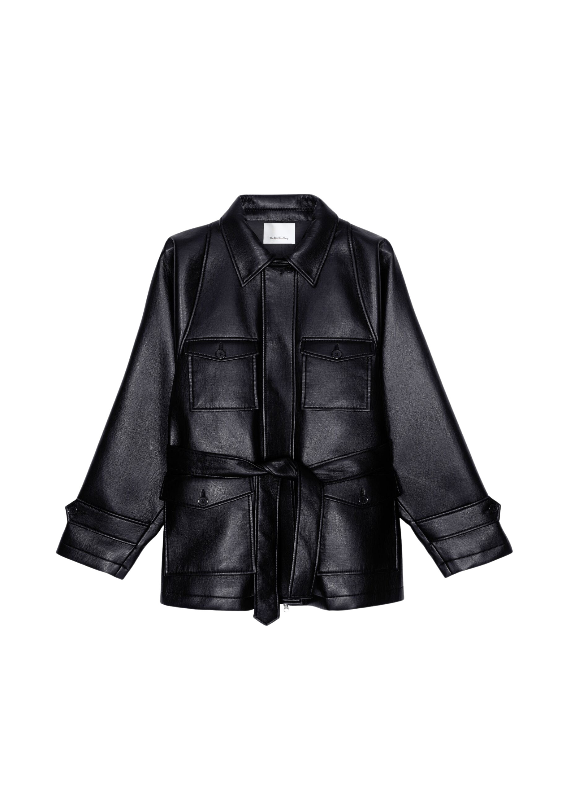 The Frankie Shop Kelia Faux Leather Padded Utility Jacket – Black