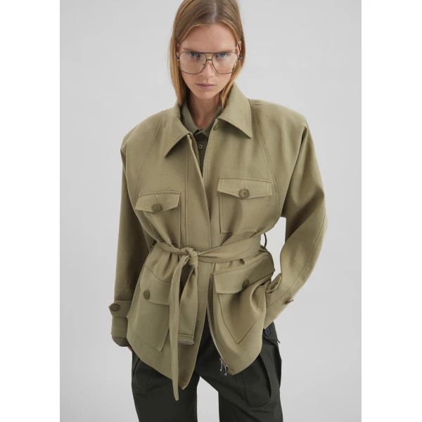 The Frankie Shop Kelia Padded Utility Jacket - Sage - Oversized Minimalist Jackets in Green - Shop at Luxury Shoes 