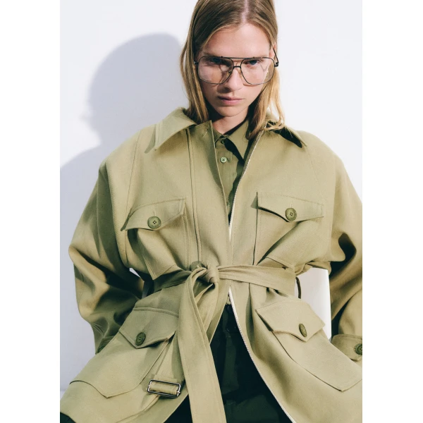 The Frankie Shop Kelia Padded Utility Jacket - Sage - Oversized Minimalist Jackets in Green - Shop at Luxury Shoes 