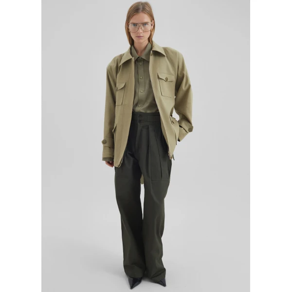 The Frankie Shop Kelia Padded Utility Jacket - Sage - Oversized Minimalist Jackets in Green - Shop at Luxury Shoes 