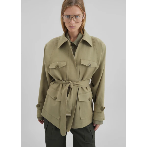 The Frankie Shop Kelia Padded Utility Jacket - Sage - Oversized Minimalist Jackets in Green - Shop at Luxury Shoes 