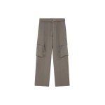 The Frankie Shop Kelly Double Weave Cargo Pants - Taupe Melange - Oversized Minimalist Pants in Beige - Shop at Luxury Shoes 