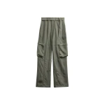 The Frankie Shop Kelly Fluid Cargo Pants - Moss Green - Oversized Minimalist Pants in Green - Shop at Luxury Shoes 