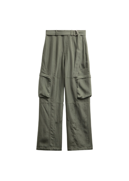 The Frankie Shop Kelly Fluid Cargo Pants - Moss Green - Oversized Minimalist Pants in Green - Shop at Luxury Shoes 