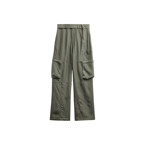The Frankie Shop Kelly Fluid Cargo Pants - Moss Green - Oversized Minimalist Pants in Green - Shop at Luxury Shoes 