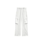 The Frankie Shop Kelly Fluid Cargo Pants - White - Oversized Minimalist Pants in White - Shop at Luxury Shoes 