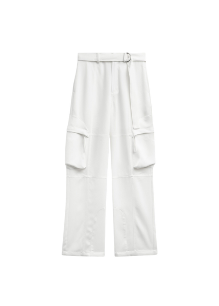 The Frankie Shop Kelly Fluid Cargo Pants - White - Oversized Minimalist Pants in White - Shop at Luxury Shoes 