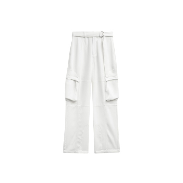 The Frankie Shop Kelly Fluid Cargo Pants - White - Oversized Minimalist Pants in White - Shop at Luxury Shoes 