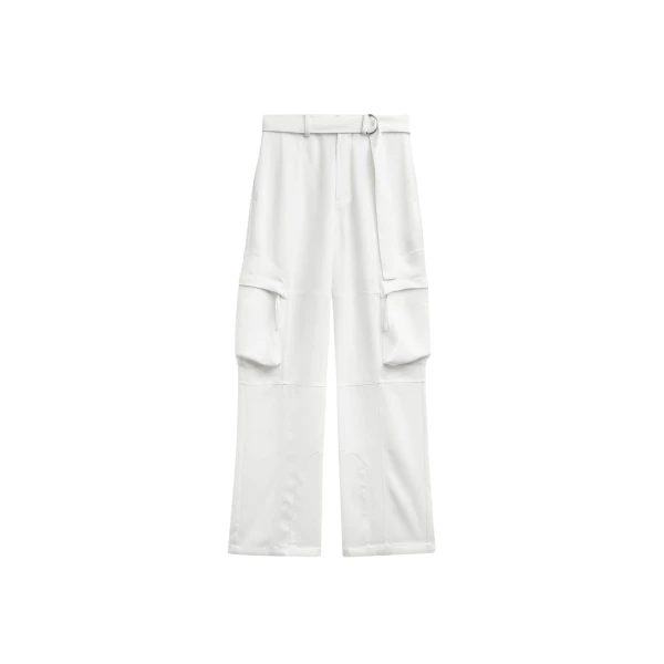 The Frankie Shop Kelly Fluid Cargo Pants - White - Oversized Minimalist Pants in White - Shop at Luxury Shoes 