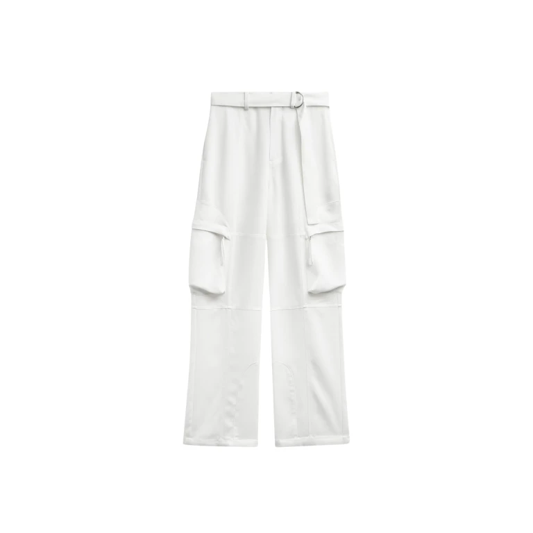 The Frankie Shop Kelly Fluid Cargo Pants - White - Oversized Minimalist Pants in White - Shop at Luxury Shoes 