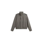 The Frankie Shop Kelly Padded Double Weave Blouson - Taupe Melange - Oversized Minimalist Jackets in Beige - Shop at Luxury Shoes 