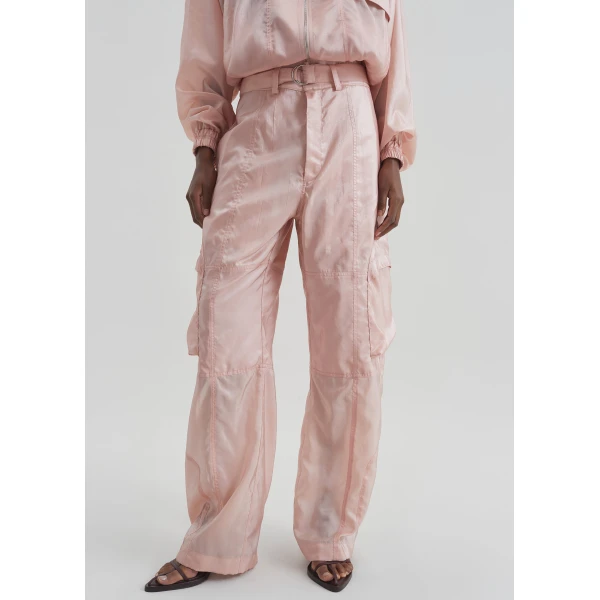 The Frankie Shop Kelly Sheer Cargo Pants - Pink - Oversized Minimalist Pants in Pink - Shop at Luxury Shoes 