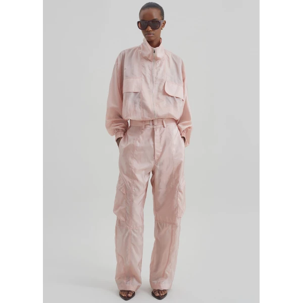 The Frankie Shop Kelly Sheer Cargo Pants - Pink - Oversized Minimalist Pants in Pink - Shop at Luxury Shoes 