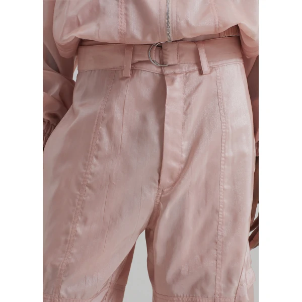 The Frankie Shop Kelly Sheer Cargo Pants - Pink - Oversized Minimalist Pants in Pink - Shop at Luxury Shoes 