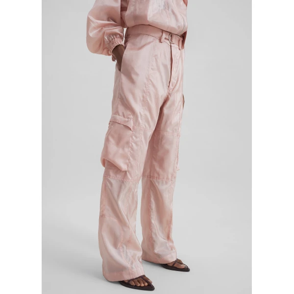The Frankie Shop Kelly Sheer Cargo Pants - Pink - Oversized Minimalist Pants in Pink - Shop at Luxury Shoes 