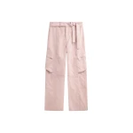 The Frankie Shop Kelly Sheer Cargo Pants - Pink - Oversized Minimalist Pants in Pink - Shop at Luxury Shoes 