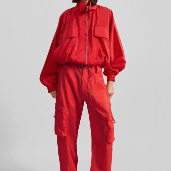 The Frankie Shop Kelly Sheer Cargo Pants – Red, view 3
