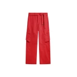 The Frankie Shop Kelly Sheer Cargo Pants - Red - Oversized Minimalist Pants in Red - Shop at Luxury Shoes 